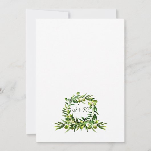 Elegant Olive Boho Save the Date Wedding Card (Rückseite)
