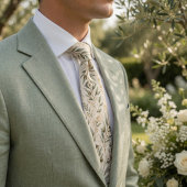 Elegant Olive Branches & Ivory Floral Krawatte