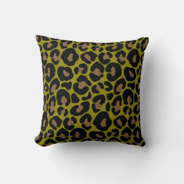 Elegant olive green and black leopard Print Kissen