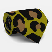 Elegant olive green and black leopard Print Krawatte (Gerollt)