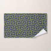 Elegant Olive Green &blue Abstract Pattern Badhandtuch Set (Handtuch)