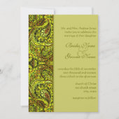 Elegant Olive Green Damask Paisley Wedding Einladung (Vorderseite)