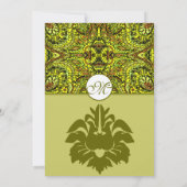 Elegant Olive Green Damask Paisley Wedding Einladung (Rückseite)