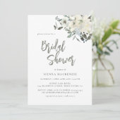 Elegant Olive Green Delicate Floral Bridal Shower Einladung (Stehend Vorderseite)
