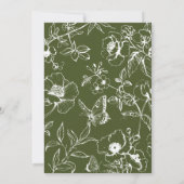 Elegant Olive Green Floral Garden Save The Date Einladung (Rückseite)