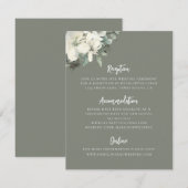 Elegant Olive Green Floral Wedding Enclosure Card Begleitkarte (Vorne/Hinten)