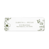 Elegant Olive Green Floral Wedding Return Address (Vorne)