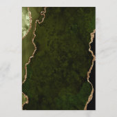 Elegant Olive Green Gold Agate Wedding Menu Menükarte (Rückseite)
