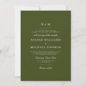 Elegant Olive Green Monogram Classic Wedding Einladung (Vorderseite)