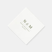 Elegant Olive Green Monogram Initials Wedding Serviette (Ecke)