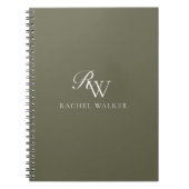 Elegant Olive Green Monogram Notizblock (Vorderseite)