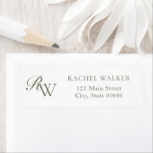 Elegant Olive Green Monogram Return Address (Insitu)