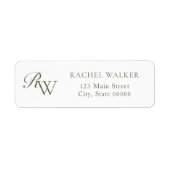 Elegant Olive Green Monogram Return Address (Vorne)
