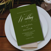 Elegant Olive Green Script Wedding Einladung