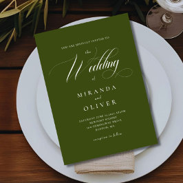 Elegant Olive Green Script Wedding Einladung