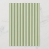 Elegant Olive Green Stripes Wedding Invitation Einladung (Rückseite)