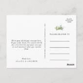 Elegant Olive Green Wedding Danke Postcard Postkarte (Rückseite)