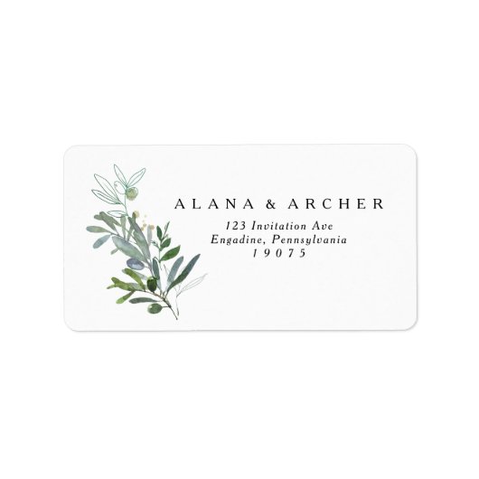 Elegant Olive Green Wedding RSVP Address Labels Adressaufkleber (Vorne)