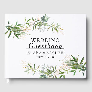 Elegant Olive Greenerity Wedding Guest Book Gästebuch