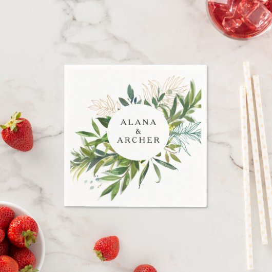 Elegant Olive Greenerity Wedding Napkins Serviette (Beispiel)