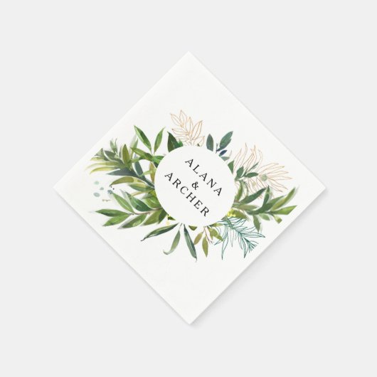 Elegant Olive Greenerity Wedding Napkins Serviette (Ecke)