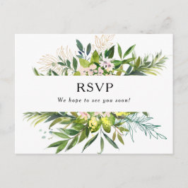 Elegant Olive Greenerity Wedding RSVP Postcard Postkarte