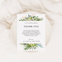 Elegant Olive Greenery Danke Empfang Card Postkarte