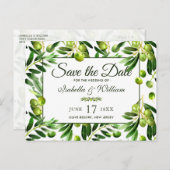 Elegant Olive Leaf Boho Garden Save the Date Ankündigungspostkarte (Vorne/Hinten)