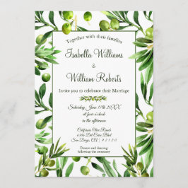 Elegant Olive Leaf Boho Garden Wedding Einladung