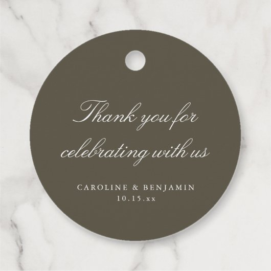 Elegant Olive Script Wedding Custom Thank You Geschenkanhänger (Rückseite)