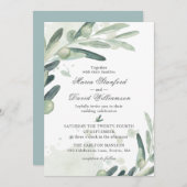 Elegant Olive Sprig Branch Grüne Hochzeit Einladung (Vorne/Hinten)