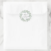 Elegant Olive Sprig Greenery Script Runder Aufkleber (Tasche)