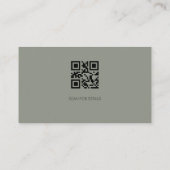 Elegant Olive Taupe QR Code Business Card Visitenkarte (Rückseite)