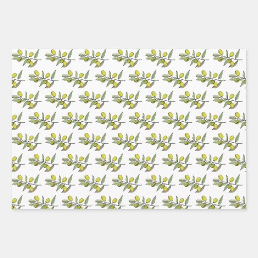 Elegant Olives Geschenkpapier Set (Vorderseite)