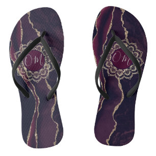 Elegant OM Mandala auf Agate Badesandalen