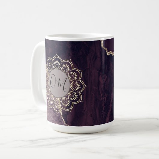 Elegant OM Mandala auf Marble Agate Kaffeetasse (Vorderseite Links)