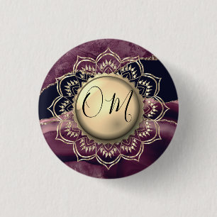 Elegant OM Mandala Marble Button