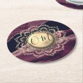 Elegant OM Mandala Marble Runder Pappuntersetzer (Angewinkelt)