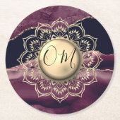 Elegant OM Mandala Marble Runder Pappuntersetzer (Vorderseite)