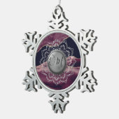 Elegant OM Mandala Marble Schneeflocken Zinn-Ornament (Rechts)