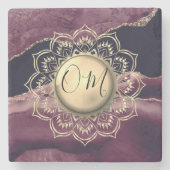 Elegant OM Mandala Marble Steinuntersetzer (Vorderseite)