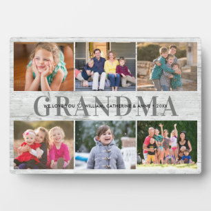 Elegant Oma 6 Foto Collage Wood Mother Day Fotoplatte