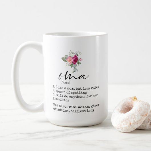 Elegant Oma Definition Floral 15oz Kaffee Tasse (Mit Donut)