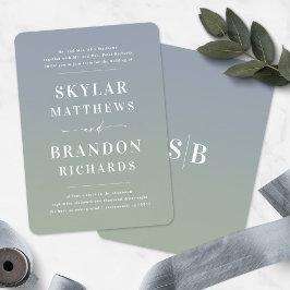 Elegant Ombre Blue & Green Semi feierliche Hochzei Einladung