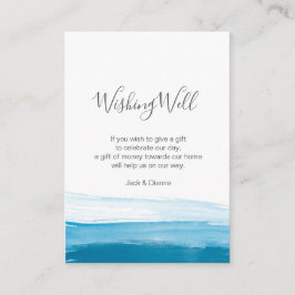 Elegant ombre Blue Water color Wishing Well Card Begleitkarte