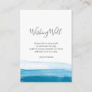 Elegant ombre Blue Water color Wishing Well Card Begleitkarte