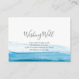 Elegant ombre Blue Water color Wishing Well Card Begleitkarte
