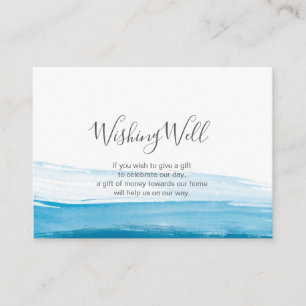 Elegant ombre Blue Water color Wishing Well Card Begleitkarte