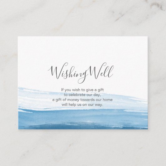 Elegant ombre Blue Water color Wishing Well Card Begleitkarte (Vorderseite)