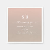 Elegant Ombre Blush & Beige Mit Monogramm Wedding Serviette (Vorderseite)